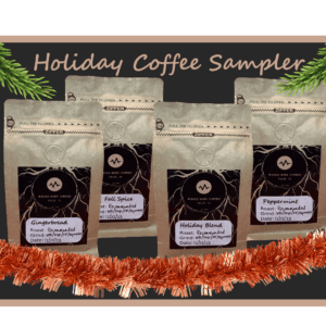 holiday coffee sampler featuring gingerbread, fall spice, peppermint, and holiday blend